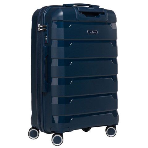 Granatowa, twarda walizka z polipropylenu w średnim rozmiarze - Peterson