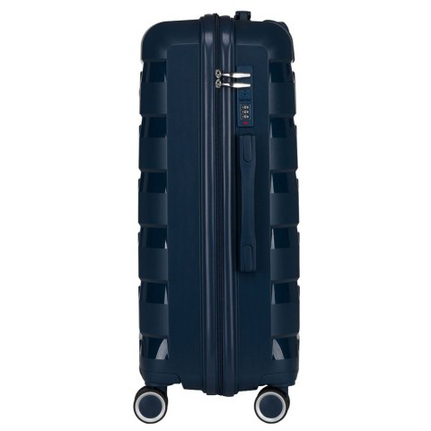 Granatowa, twarda walizka z polipropylenu w średnim rozmiarze - Peterson