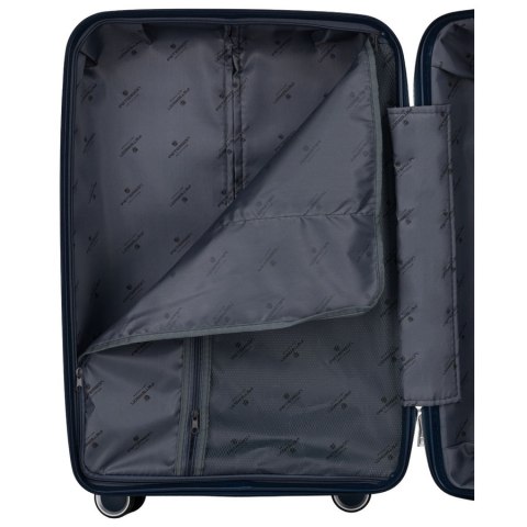 Granatowa, twarda walizka z polipropylenu w średnim rozmiarze - Peterson