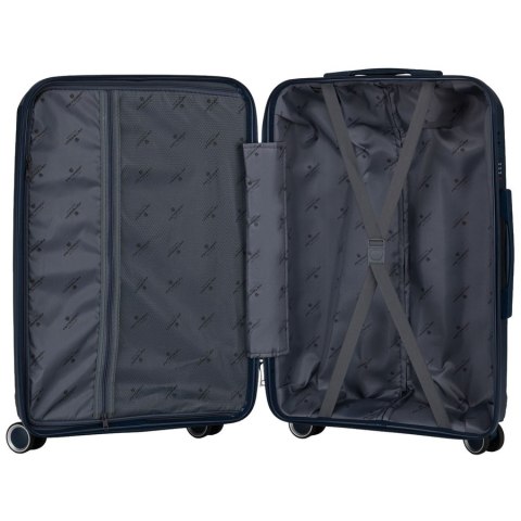 Granatowa, twarda walizka z polipropylenu w średnim rozmiarze - Peterson