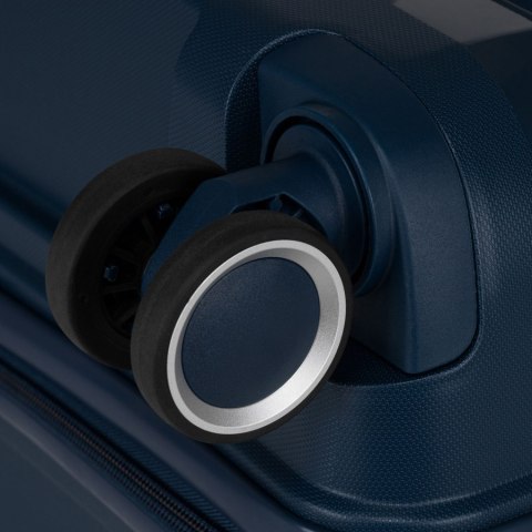 Granatowa, twarda walizka z polipropylenu w średnim rozmiarze - Peterson