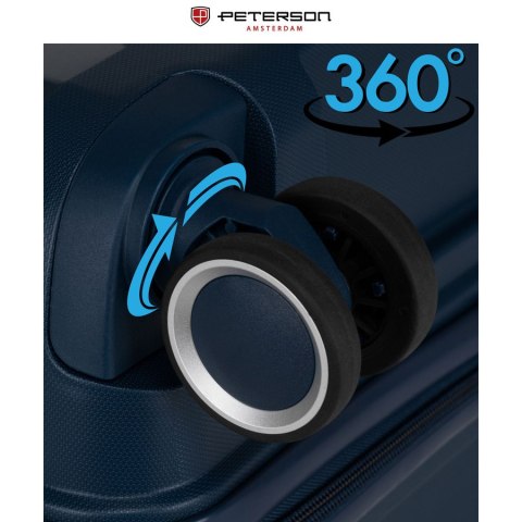 Granatowa, twarda walizka z polipropylenu w średnim rozmiarze - Peterson