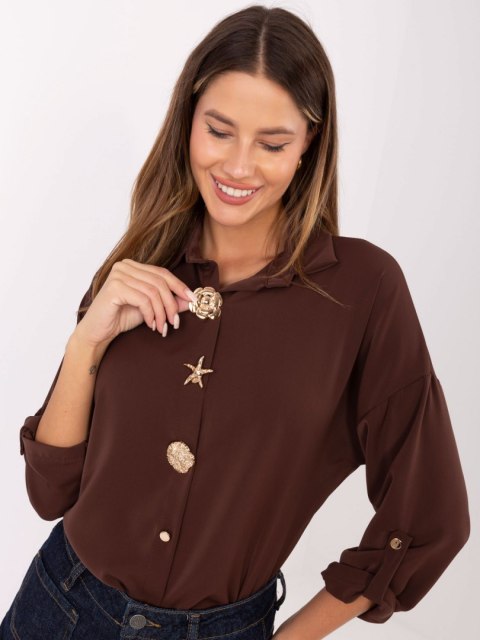 Koszula MI-KS-4192.34 ciemny brązowy