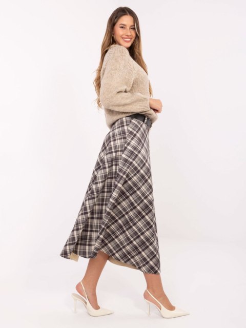 ciemnoszara spódnica midi w kratę