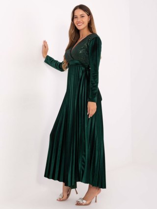 Ciemnozielona wieczorowa sukienka z wiązaniem ITALY MODA – Stylowy Wieszak