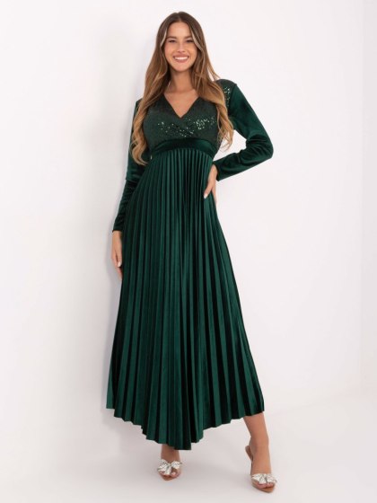Ciemnozielona wieczorowa sukienka z wiązaniem ITALY MODA – Stylowy Wieszak