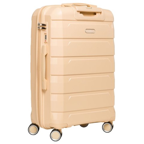Zestaw walizek w beżowym kolorze wykonanych z polipropylenu z wysuwanymi rączkami - Peterson