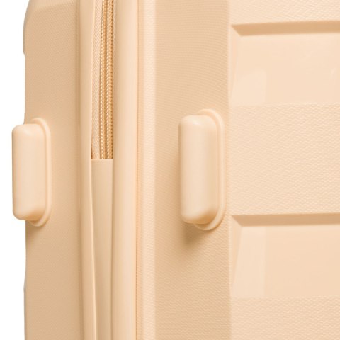 Zestaw walizek w beżowym kolorze wykonanych z polipropylenu z wysuwanymi rączkami - Peterson