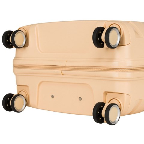 Zestaw walizek w beżowym kolorze wykonanych z polipropylenu z wysuwanymi rączkami - Peterson