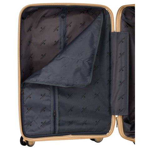 Zestaw walizek w beżowym kolorze wykonanych z polipropylenu z wysuwanymi rączkami - Peterson