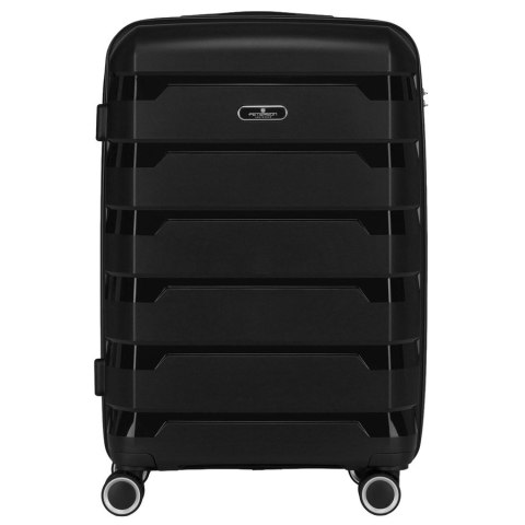 Zestaw walizek w czarnym kolorze wykonanych z polipropylenu z zamkami szyfrowanymi - Peterson