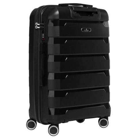 Zestaw walizek w czarnym kolorze wykonanych z polipropylenu z zamkami szyfrowanymi - Peterson
