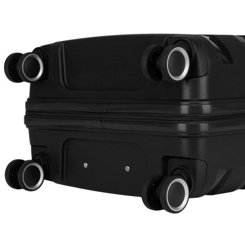 Zestaw walizek w czarnym kolorze wykonanych z polipropylenu z zamkami szyfrowanymi - Peterson