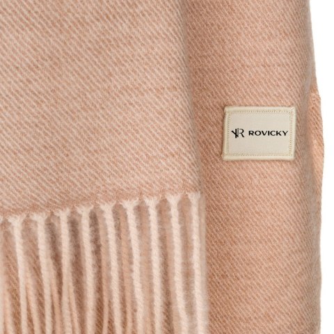 Beżowy szal damski z poliestru i wiskozy ozdobiony frędzlami - Rovicky