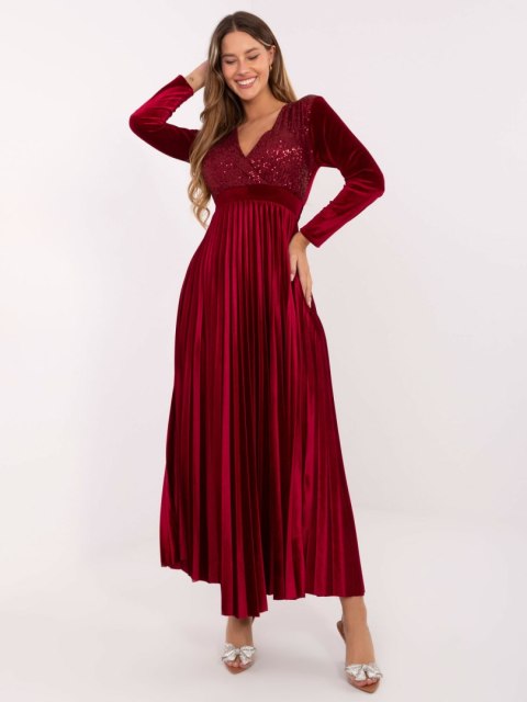 bordowa sukienka maxi ITALY MODA