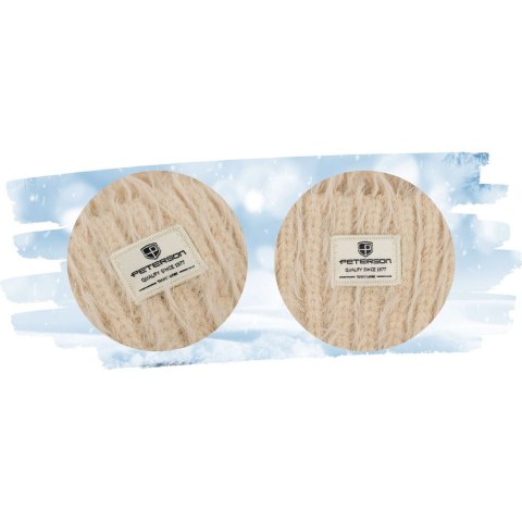 Beżowa czapka damska beanie wykonana z nylonu, pokryta fakturą imitującą futerko - Peterson