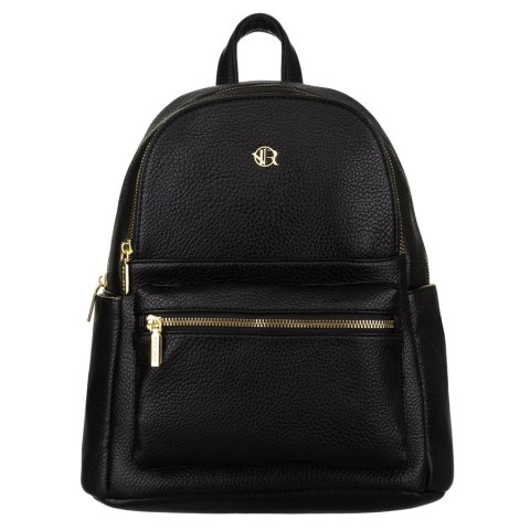 Czarny plecak damski skóra ekologiczna z kieszeniami - Rovicky