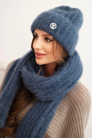 Komplet damski czapka i długi szalik z miękkiej przędzy – Jeansowy | Stylowy Wieszak