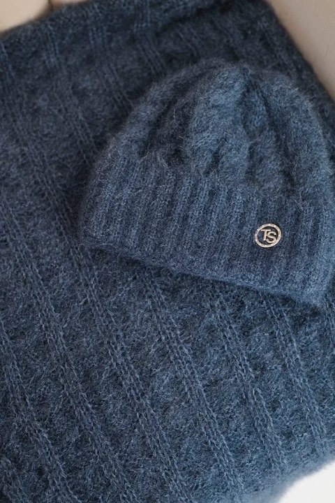 Ciepła czapka i szalik jeansowy dla kobiet