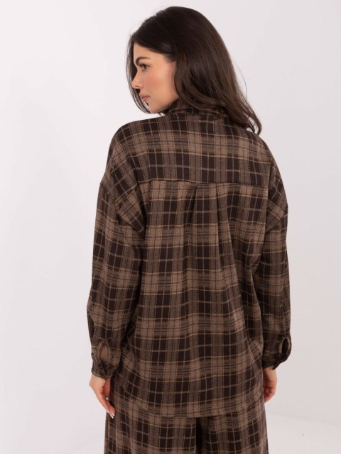 koszula damska brązowa w kratę ITALY MODA casual