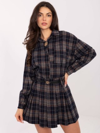 Granatowa plisowana mini spódnica w kratę S/M ITALY MODA