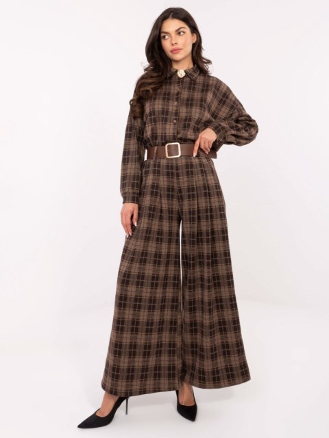 eleganckie spodnie palazzo brązowe, styl casual