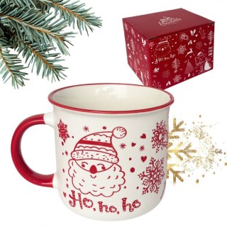 Świąteczny Kubek Ceramiczny 350 ml Mikołaj Ho Ho Ho + Pudełko Prezentowe KB12