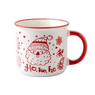 Świąteczny Kubek Ceramiczny 350 ml Mikołaj Ho Ho Ho + Pudełko Prezentowe KB12