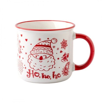 Świąteczny Kubek Ceramiczny 350 ml Mikołaj Ho Ho Ho + Pudełko Prezentowe KB12