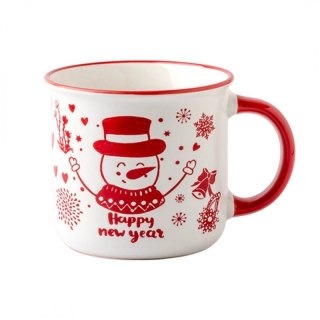 Świąteczny Kubek Ceramiczny 350 ml Bałwanek Happy New Year + Pudełko Prezentowe KB13