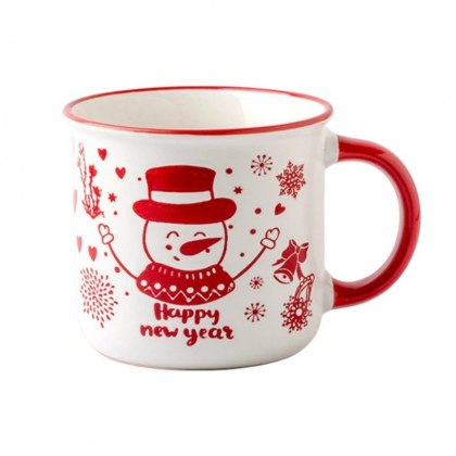 Świąteczny Kubek Ceramiczny 350 ml Bałwanek Happy New Year + Pudełko Prezentowe KB13