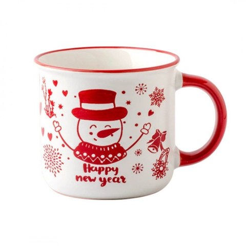 świąteczny kubek ceramiczny bałwanek happy new year stylowy wieszak