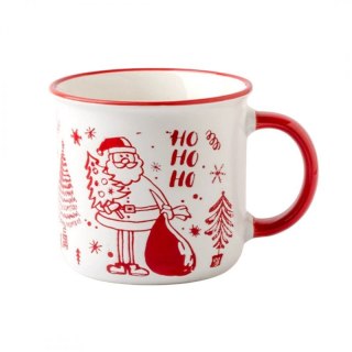 Świąteczny Kubek Ceramiczny 350 ml z Motywem Mikołaja + Pudełko Prezentowe KB14