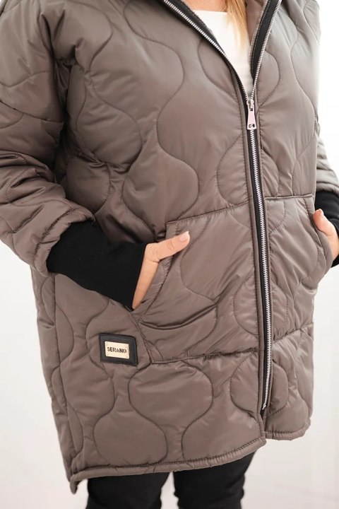 Kurtka damska Plus Size pikowana z kapturem fango