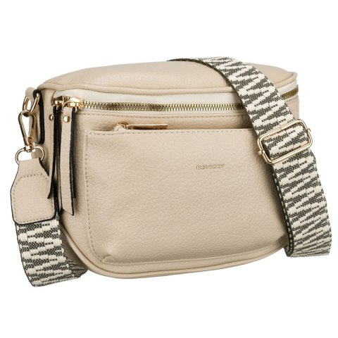 Beżowa listonoszka damska ze skóry ekologicznej zamykana suwakiem - Rovicky