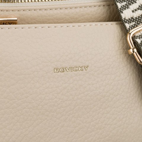 Beżowa listonoszka damska ze skóry ekologicznej zamykana suwakiem - Rovicky