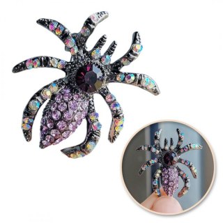 Broszka ozdobna Pająk BZ190 – elegancka broszka z kryształkami w odcieniach fioletu