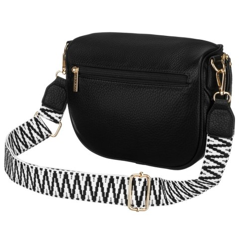 Czarna listonoszka damska ze skóry ekologicznej zawieszona na regulowanym pasku - Rovicky