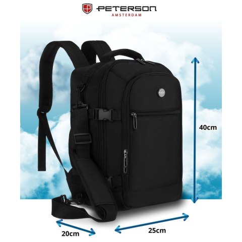 Czarny, podróżny plecak idealny na bagaż podręczny - Peterson