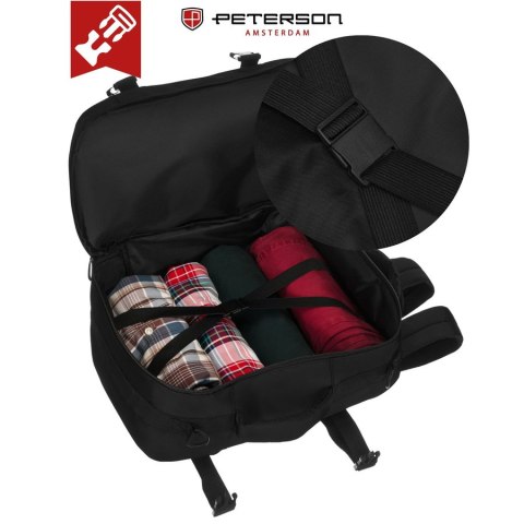 Czarny, podróżny plecak idealny na bagaż podręczny - Peterson