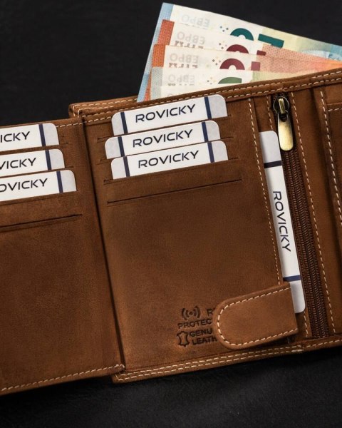 Duży, pionowy portfel męski ze skóry naturalnej - Always Wild