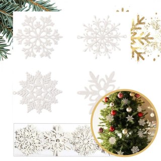 Komplet ozdób bożonarodzeniowych BSN59 – 40 sztuk białych śnieżynek 10 cm