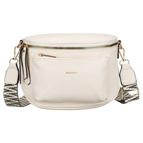 Listonoszka damska ze skóry ekologicznej w białym kolorze zawieszona na regulowanym pasku - Rovicky