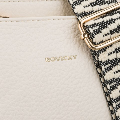 Listonoszka damska ze skóry ekologicznej w białym kolorze zawieszona na regulowanym pasku - Rovicky