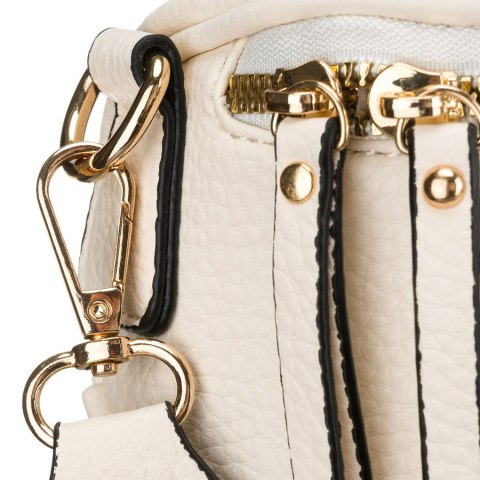 Listonoszka damska ze skóry ekologicznej w białym kolorze zawieszona na regulowanym pasku - Rovicky