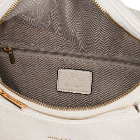 Listonoszka damska ze skóry ekologicznej w białym kolorze zawieszona na regulowanym pasku - Rovicky