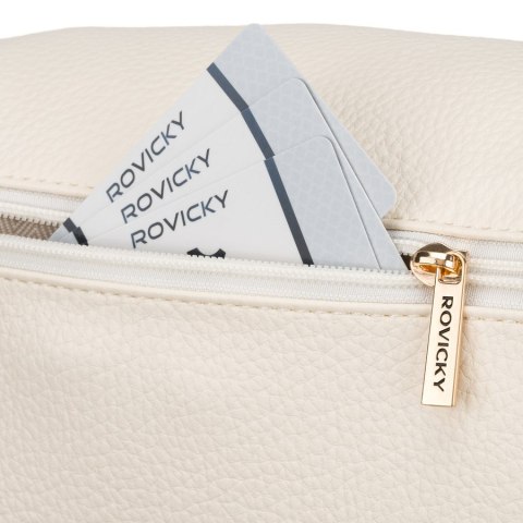 Listonoszka damska ze skóry ekologicznej w białym kolorze zawieszona na regulowanym pasku - Rovicky