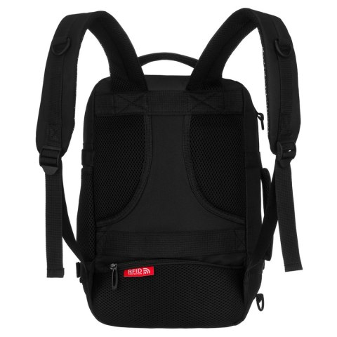 Podróżny plecak z poliestru w czarnym kolorze, dwukomorowy i idealny na bagaż podręczny - Peterson