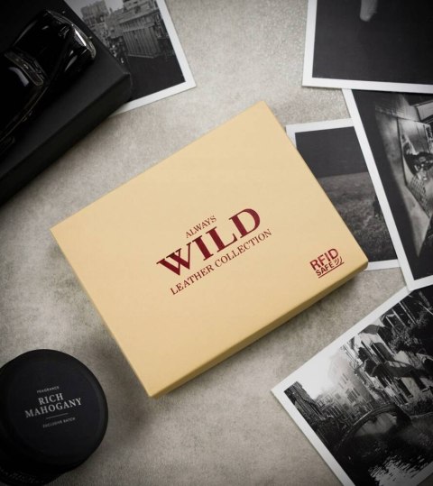 Portfel męski ze skóry bydlęcej z zabezpieczeniem RFID Protect - Always Wild