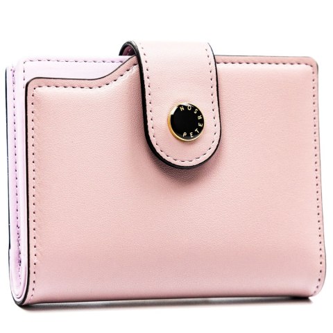 Różowy portfel damski ze skóry ekologicznej z systemem RFID - Peterson